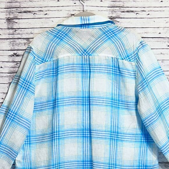 Lilly Pulitzer Sea View Button Down Top Beach Day Plaid - Picture 4 of 9